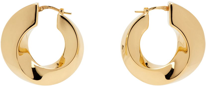 Uhani Bottega Veneta Twist Hoop Earrings Bež | 775170 VAHU0