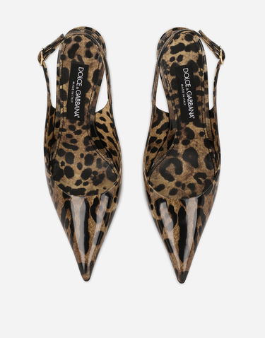 Superge in čevlji Dolce & Gabbana Polished Calfskin Leopard Print Slingbacks Rjava | CG0621AM568HA93M, 3
