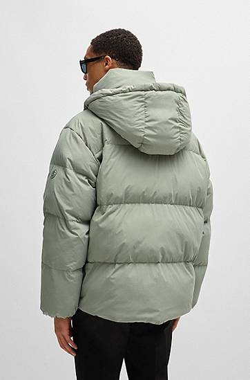 Puhovka BOSS Water-Repellent Puffer Jacket with Monogram Zelena | 50524002, 1