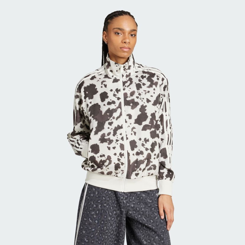 Vetrovka adidas Originals Originals Satin Cow Print Track Jacket Bela | KA2683