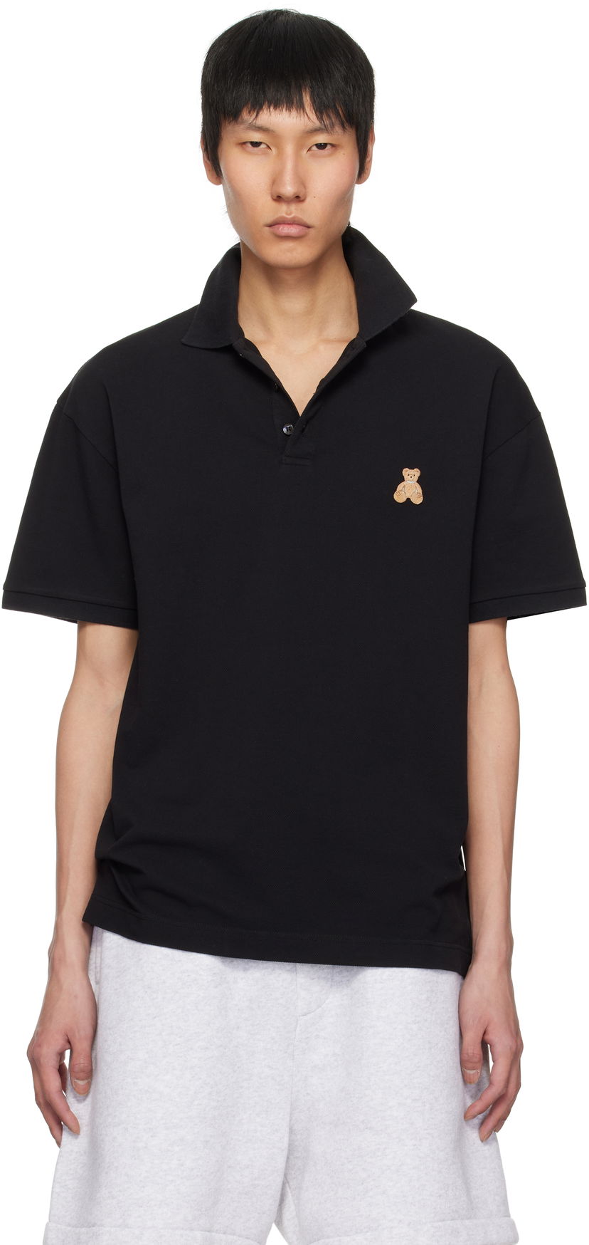 Polo majica Palm Angels Palm Angels 'Bear in Mind' Polo Shirt Črna | PMGB029S25FAB0011060