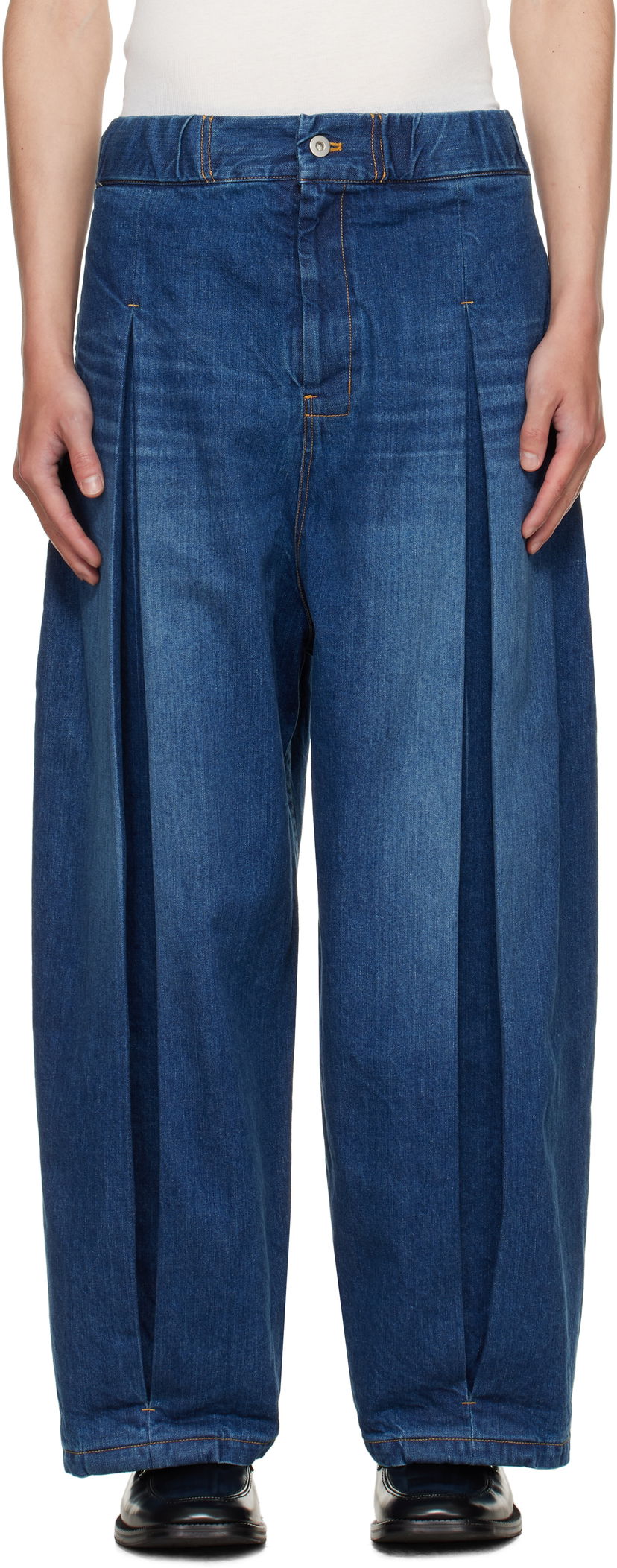 Kavbojke sage NATION SAGE NATION Box Pleat Jeans Modra | S074 BOX PLEAT TROUSER DENIM D