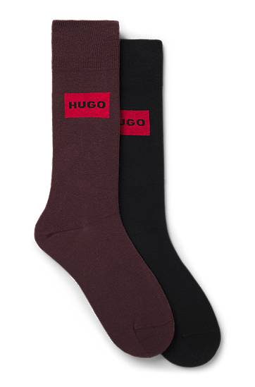 Nogavice BOSS Two-pack of regular-length socks with logo labels Črna | 50543167