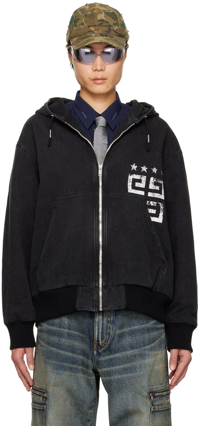 Jakna Givenchy Zip Denim Jacket Črna | BM017F5YAA001