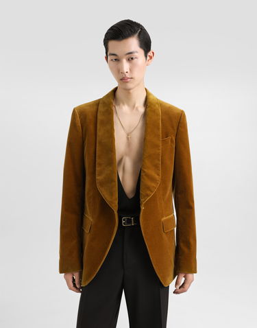Jakna Dolce & Gabbana Velvet Single-breasted Jacket Rjava | G2UO6TFUWCUA0886, 3