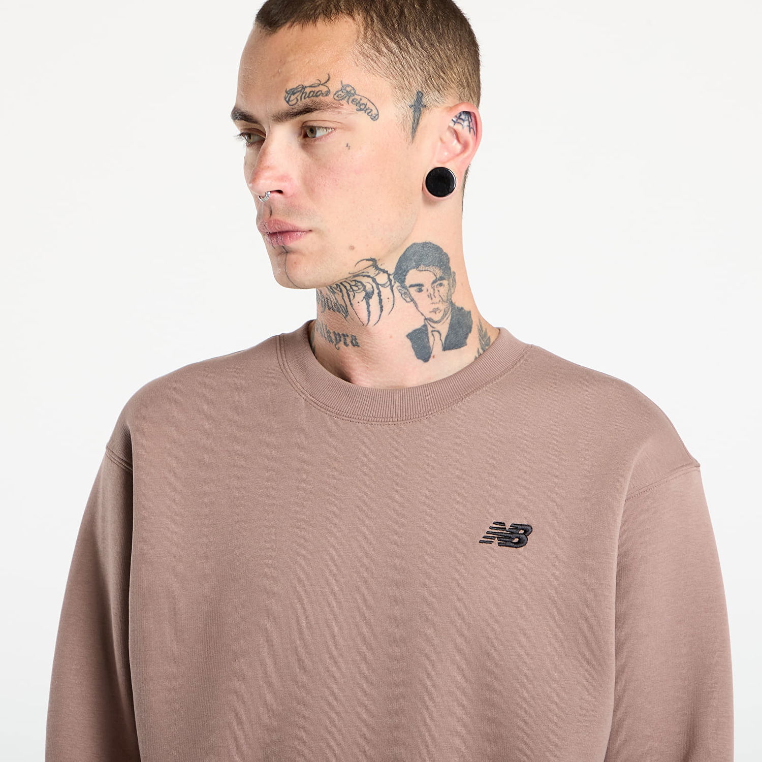 Pulover New Balance New Balance Linear Graphic Fleece Crew Sweatshirt Rjava | MT53529EAS, 1
