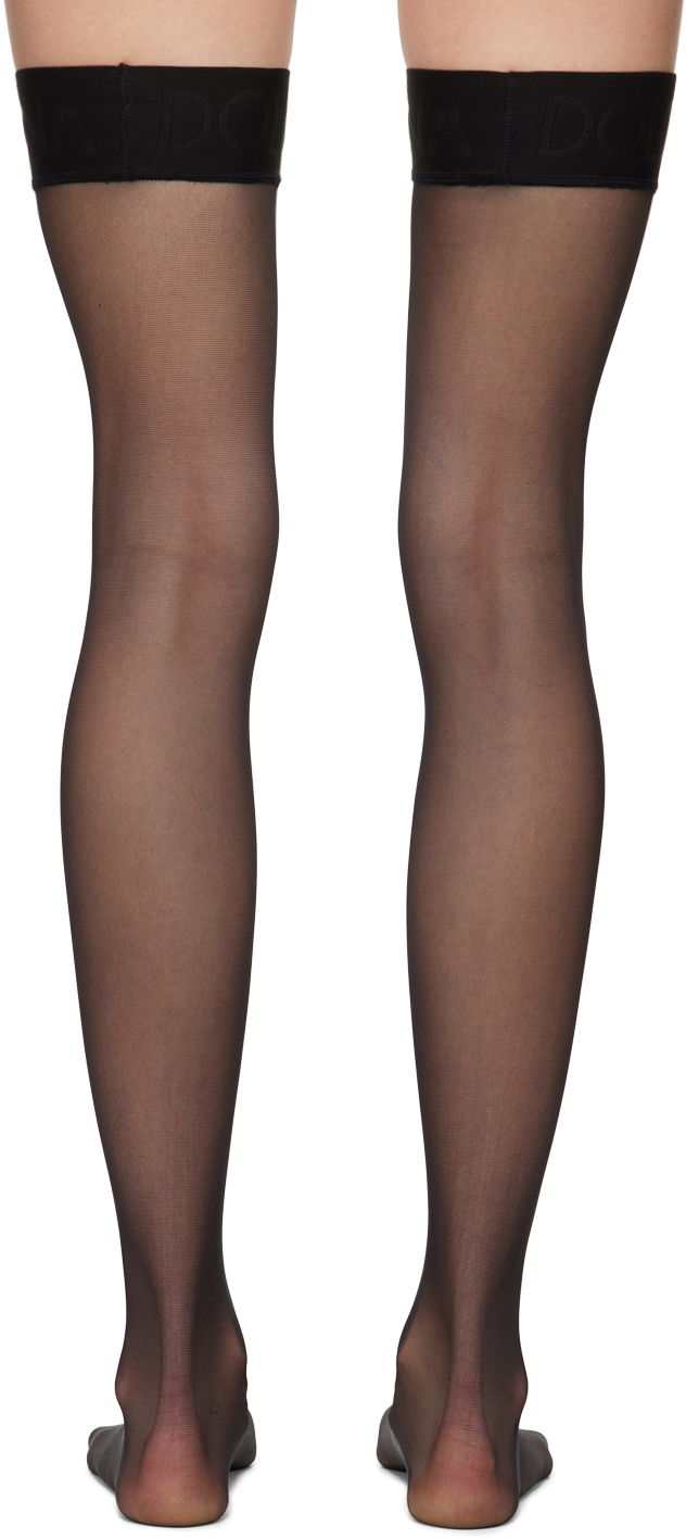 Nogavice Dolce & Gabbana Sheer Thigh High Socks Črna | O4A70T ONO28, 1