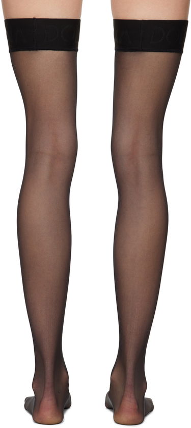 Nogavice Dolce & Gabbana Sheer Thigh High Socks Črna | O4A70T ONO28, 1