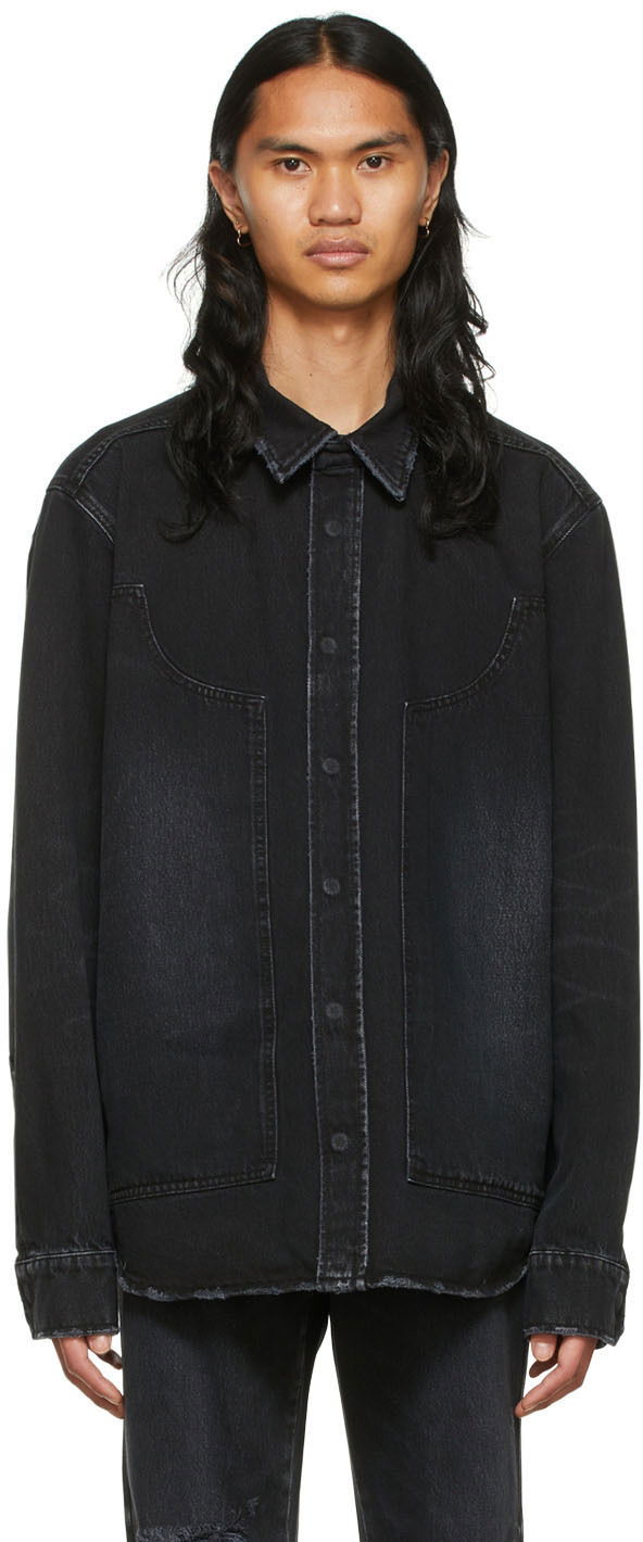 Srajce We11done We11done Faded Denim Shirt Črna | WD-DB1-22-333-M-WB