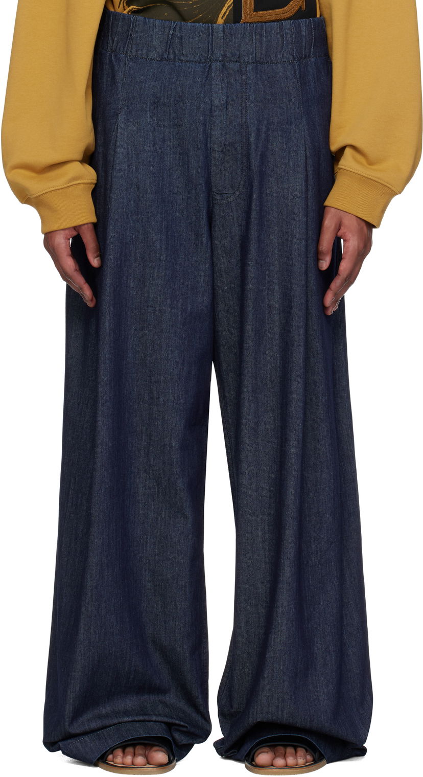 Hlače Dries Van Noten Dries Van Noten Elasticated Wide-Leg Jeans Modra | 251-020926-1553