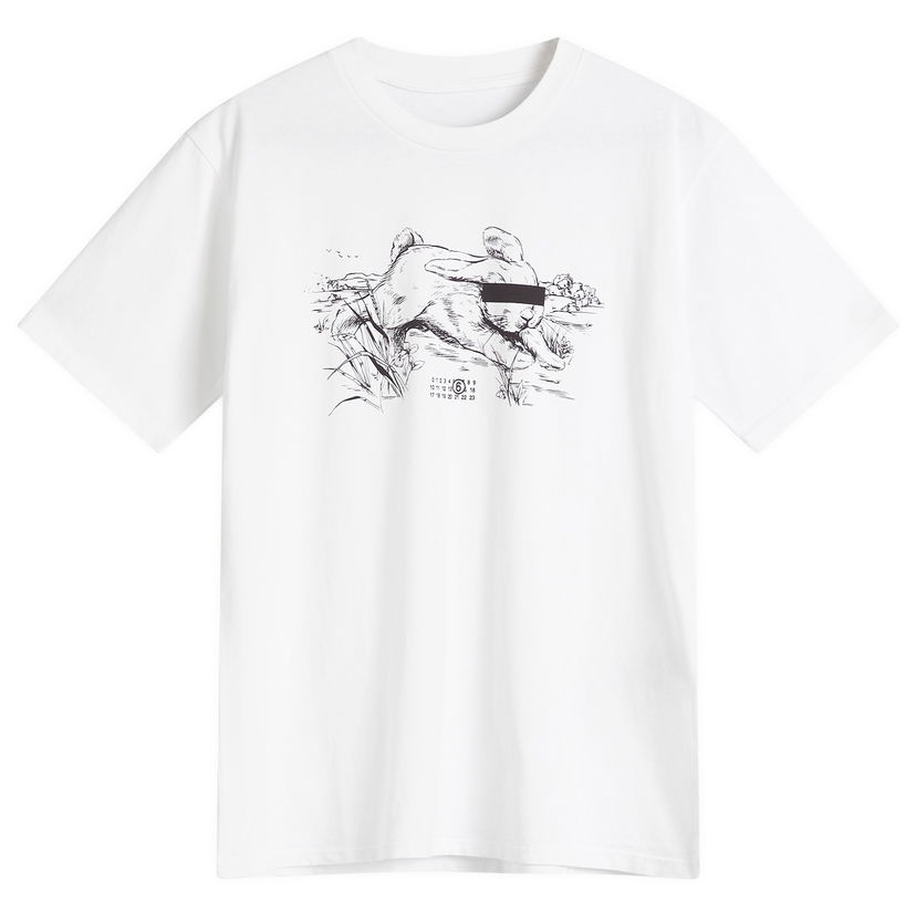 Majica Maison Margiela MM6 Maison Margiela Sketch Rabbit Graphic Tee, Size Large Bela | SH2GC0024-M20108-100