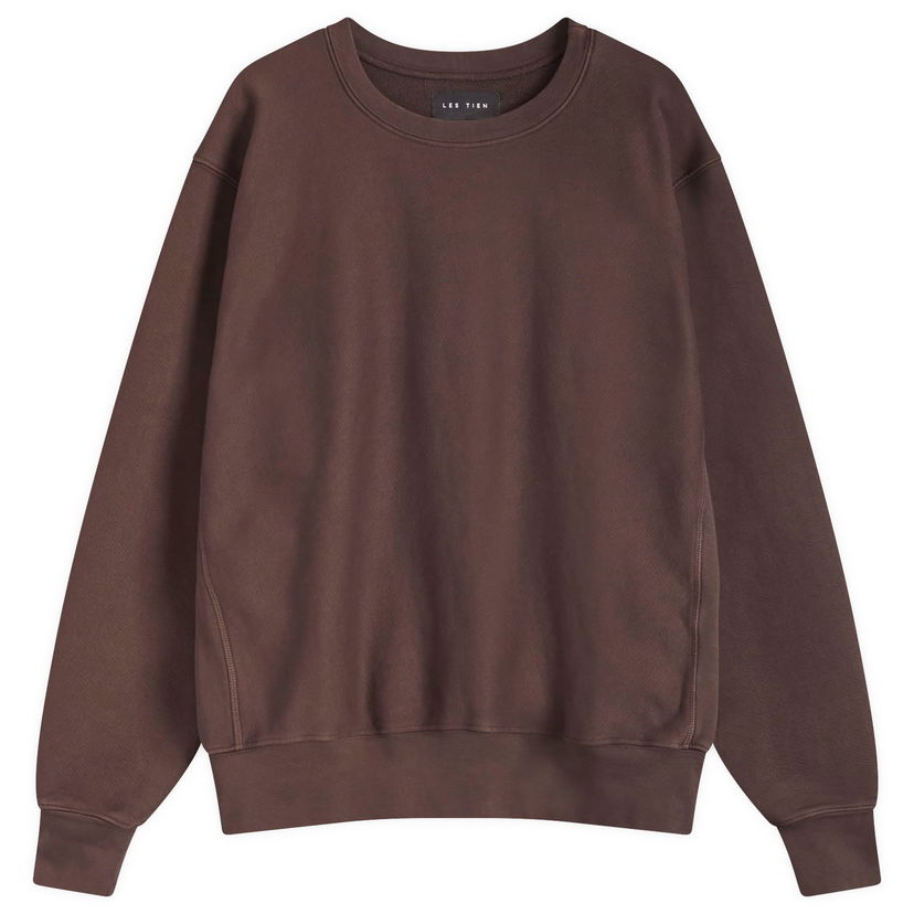 Pulover LES TIEN Heavyweight Crop Crew Sweat Rjava | CF-1003-PD-WBN