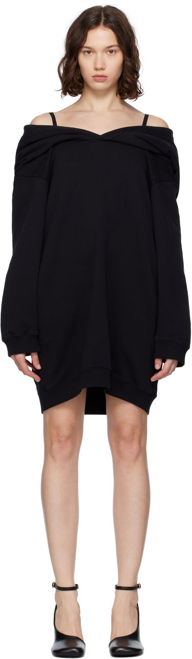 Obleke Maison Margiela MM6 Maison Margiela Off-The-Shoulder Sweatshirt Dress Črna | S52DD0074 M25014, 0