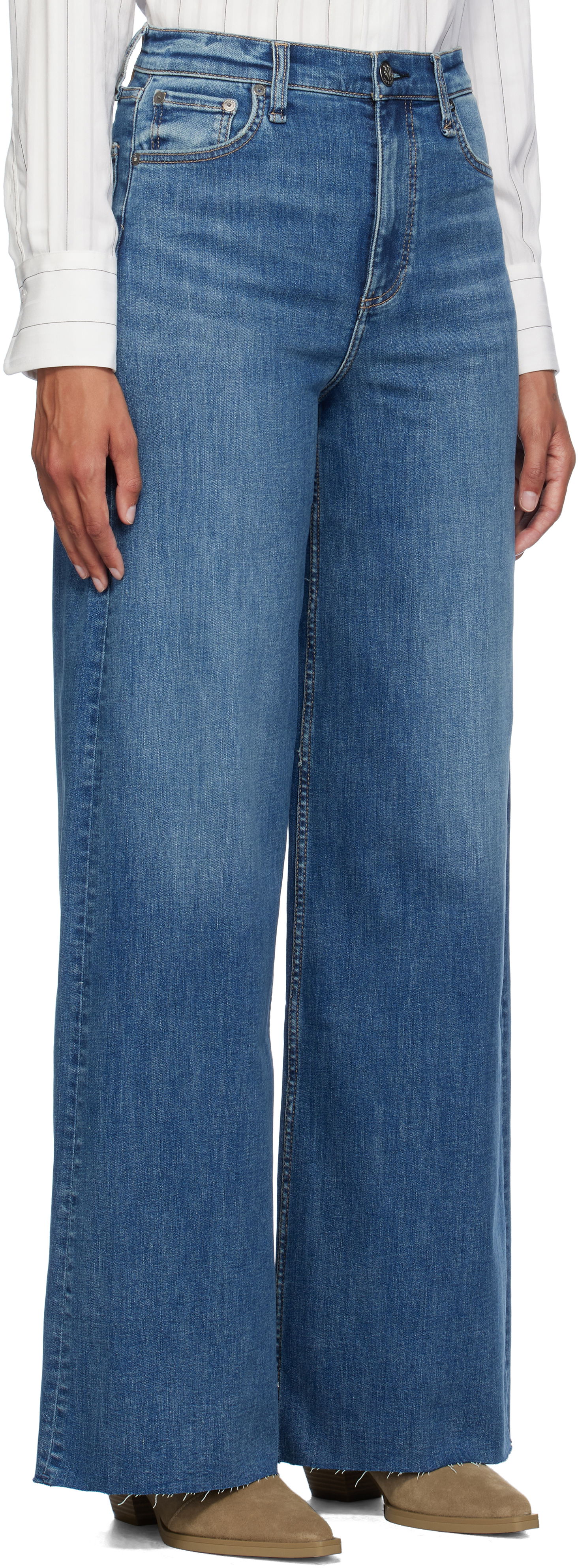 Kavbojke rag & bone Rag & Bone Flexi Sofie Wide-Leg Jeans Modra | WDD24F2952FUWI, 1