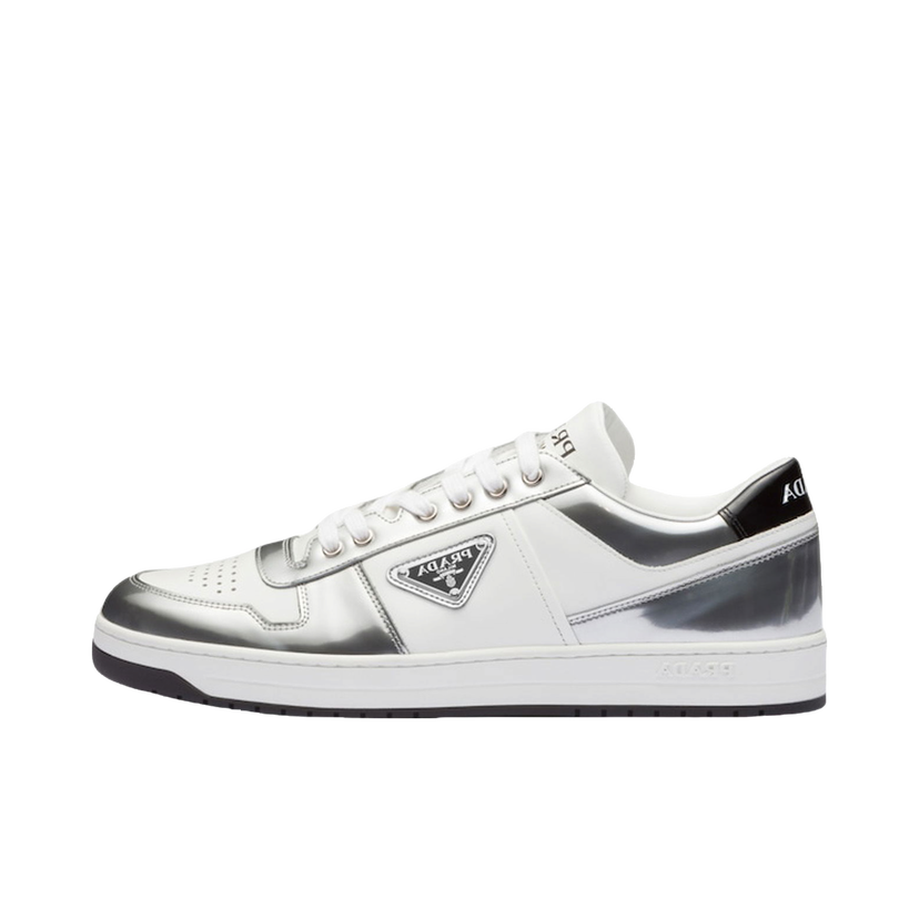 Superge in čevlji Prada Downtown Low Top Sneakers Leather White Silver Zelena | 2EE364_3LL2_F0J36