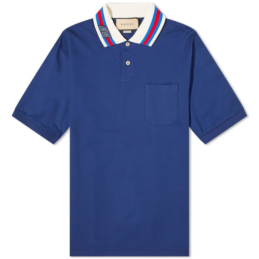 Polo majica Gucci Collar Logo Polo Shirt Modra | 768630-XJF45-4030