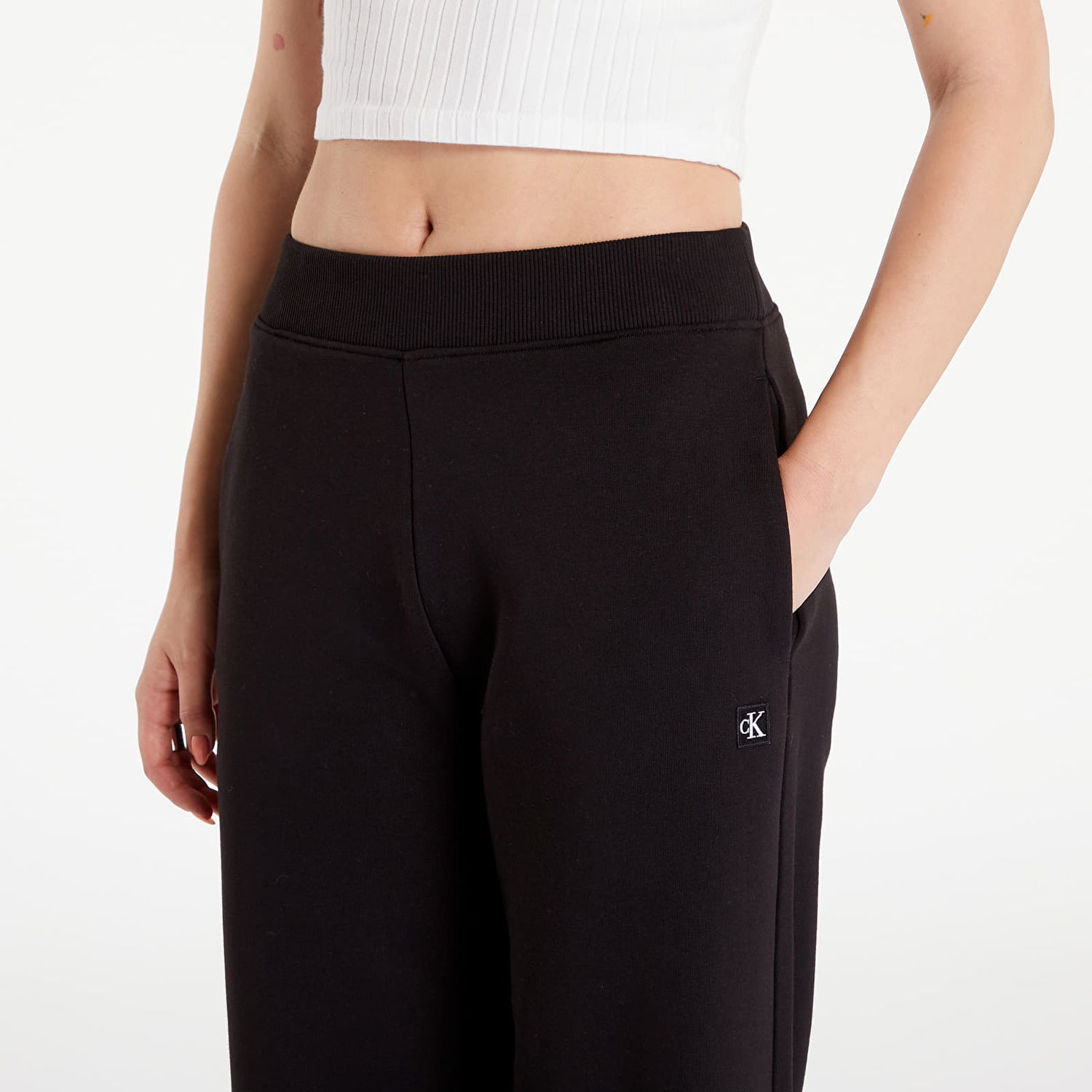 Kavbojke CALVIN KLEIN Relaxed Cotton Terry Joggers Black Črna | J20J222597 BEH, 1