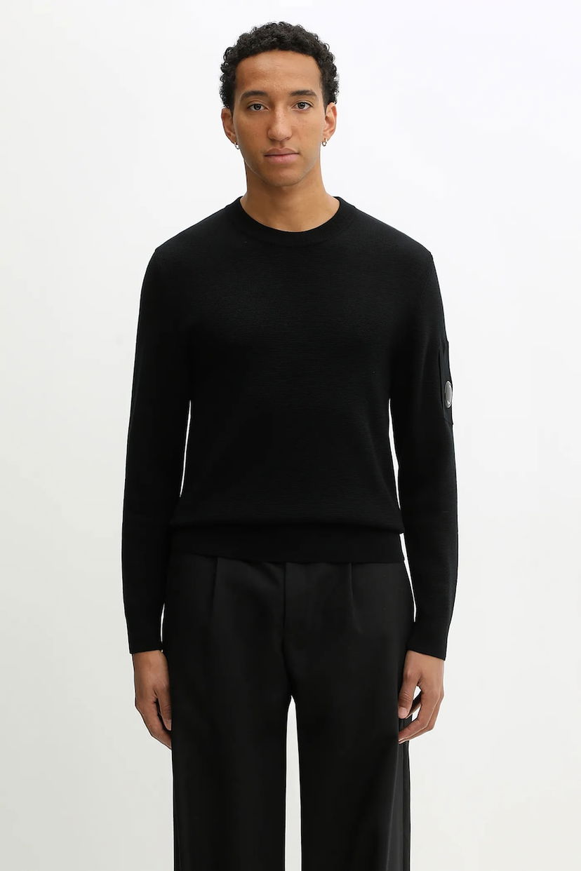 Pleteni pulover C.P. Company Crew Neck Wool Blend Sweater Črna | 19CMKN200A006595A