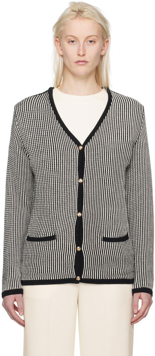 Pleteni pulover Anine Bing Striped Knit Cardigan Črna | A-09-0316-073