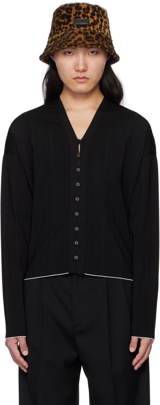 Pleteni pulover Jacquemus Les Sculptures 'Le cardigan plissé' Cardigan Črna | 24E245KN298-2355