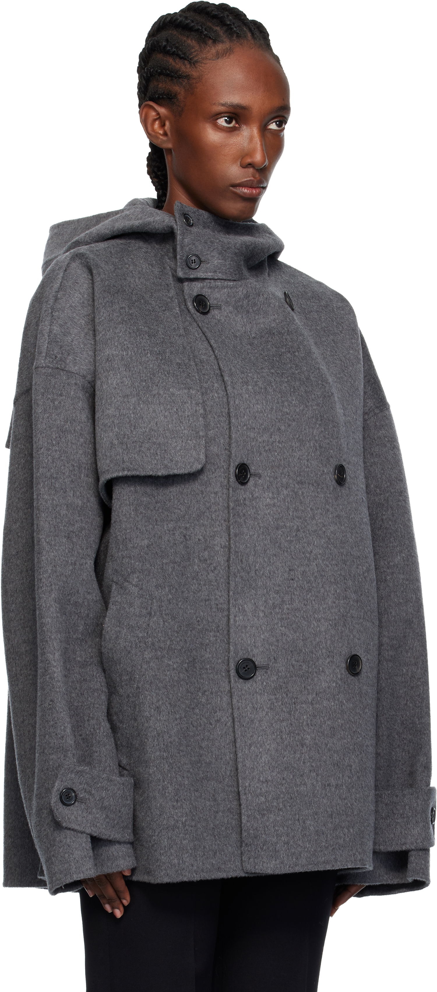 Plašči JW Anderson JW Anderson Oversized Peacoat Siva | CO0343-PG1559, 1
