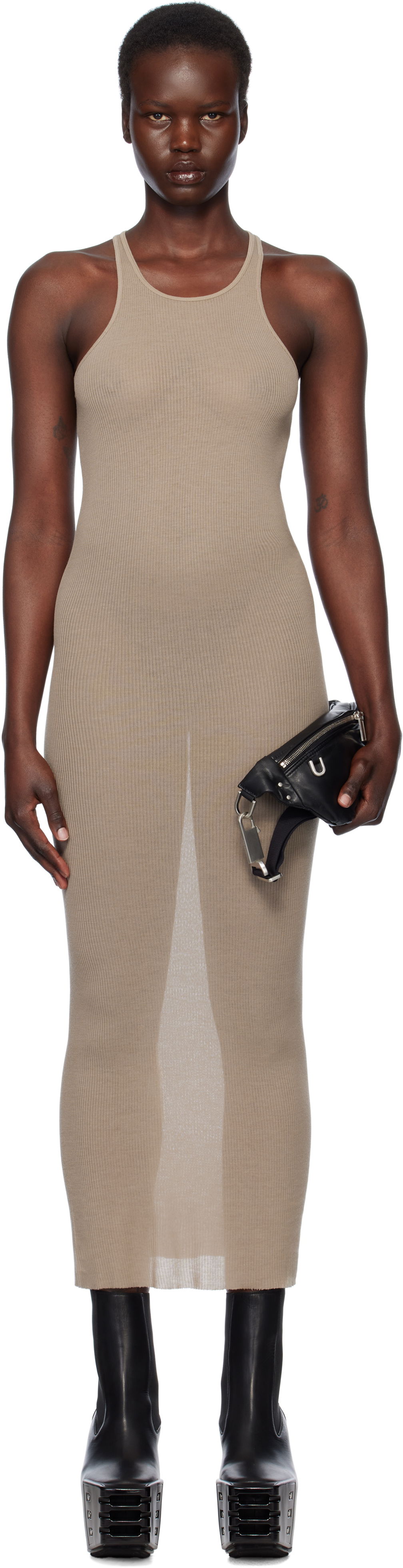 Obleke Rick Owens Rick Owens Hollywood Tank Maxi Dress Bež | RP01E7549 RC, 0