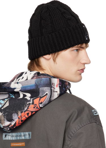 Beanie AAPE by A Bathing Ape A Bathing Ape Aape Main Knit Beanie with Logo Črna | AAPHTM5288XXNBKX, 2