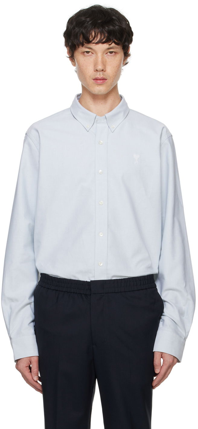 Srajce AMI Paris Blue Classic Fit Shirt Siva | USH060.CO0031