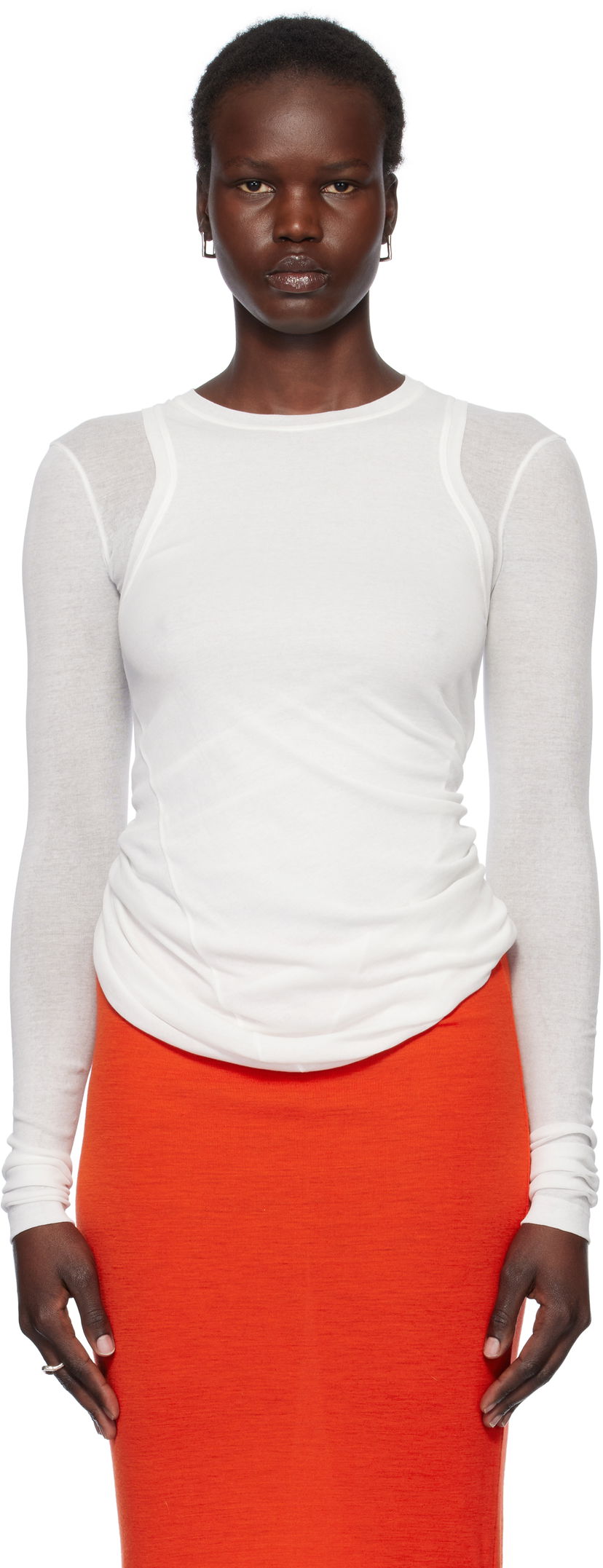 Majica Jil Sander Jil Sander Crewneck Long Sleeve T-Shirt Bela | J02NH0012_J20249