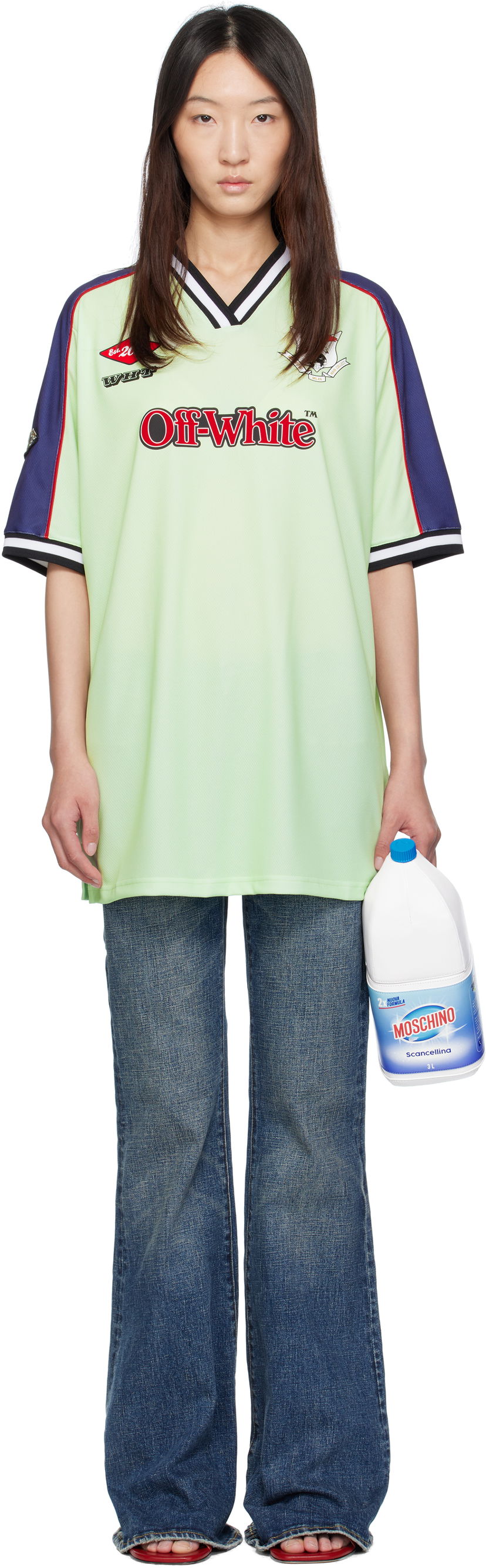 Majica Off-White Off-White Soccer T-Shirt Zelena | OWDH008S25JER0011427