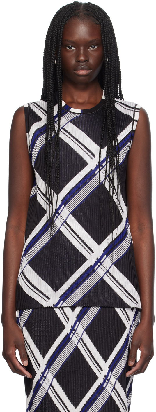 Majica brez rokavov Burberry Silk Check Tank Top Črna | 8088896