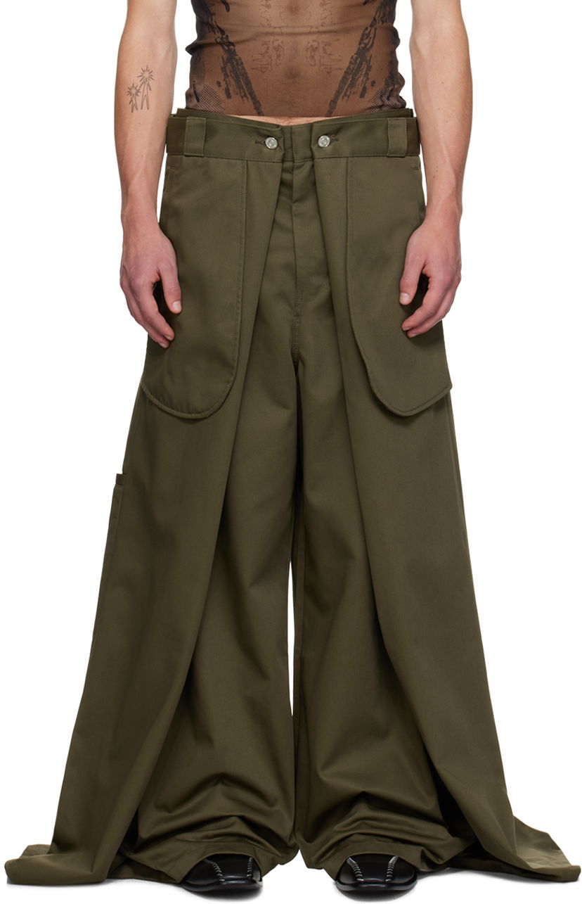 Hlače Jean Paul Gaultier Jean Paul Gaultier x Shayne Oliver 'The Wrap' Wide-Leg Trousers Zelena | 24/27-F-PA113P-C048-41