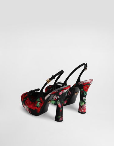 Modni dodatki Dolce & Gabbana Dolce & Gabbana Satin Slingbacks With Floral Print Večbarvna | CG0927AD645HN5PD, 2