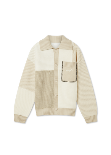 Pleteni pulover AXEL ARIGATO Beige Patchwork Knitted Cardigan Bela | A3066002, 1