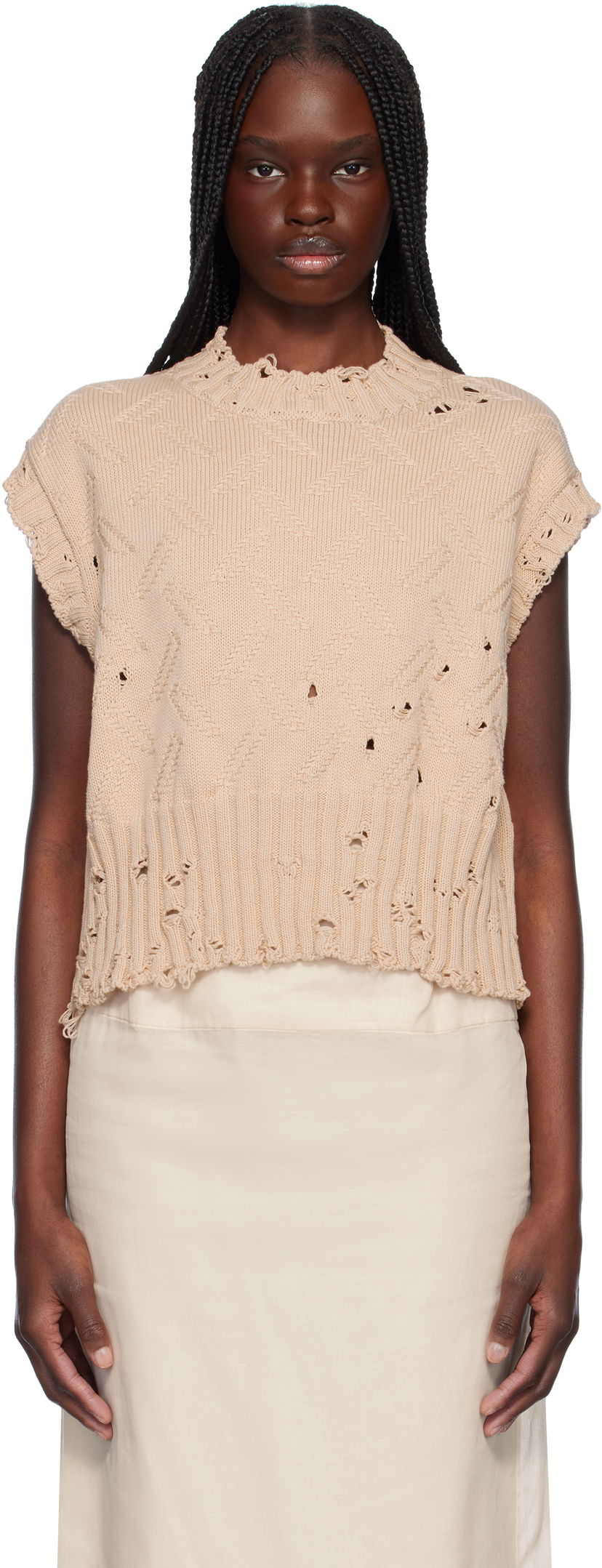 Pleteni pulover Marni Marni Jacquard 3D Disheveled Cotton Sweater Bež | GCMD0605A0 UFC658