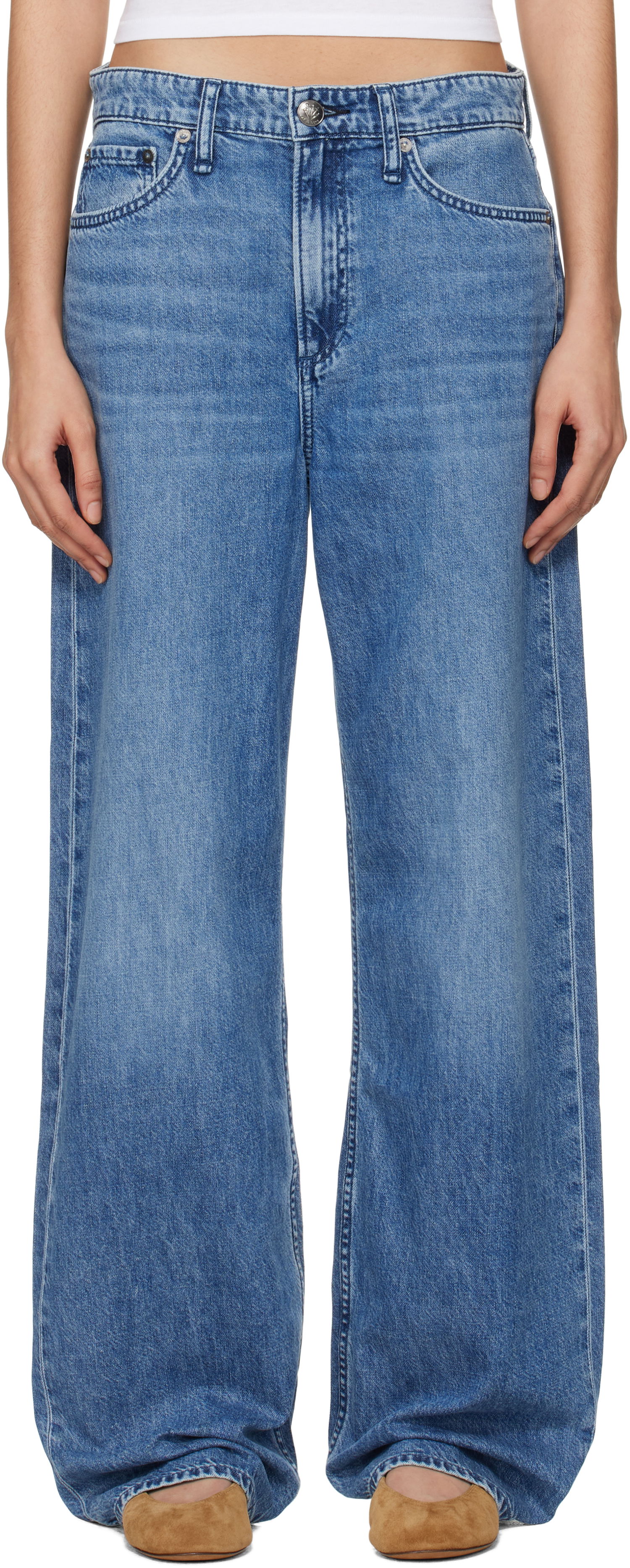 Kavbojke rag & bone Rag & Bone 'The Logan' Mid-Rise Wide Leg Jeans Modra | WDD24F29351FRI, 0
