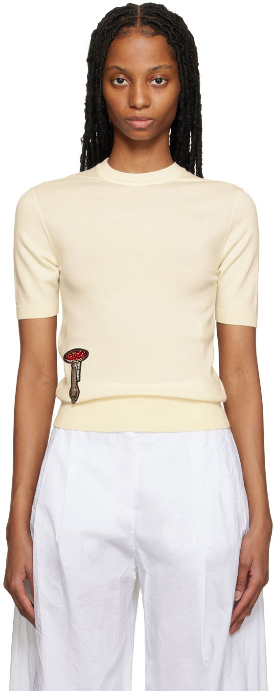Majica LANVIN Embroidered Crewneck T-Shirt Bež | RW-POY014-K005-P23