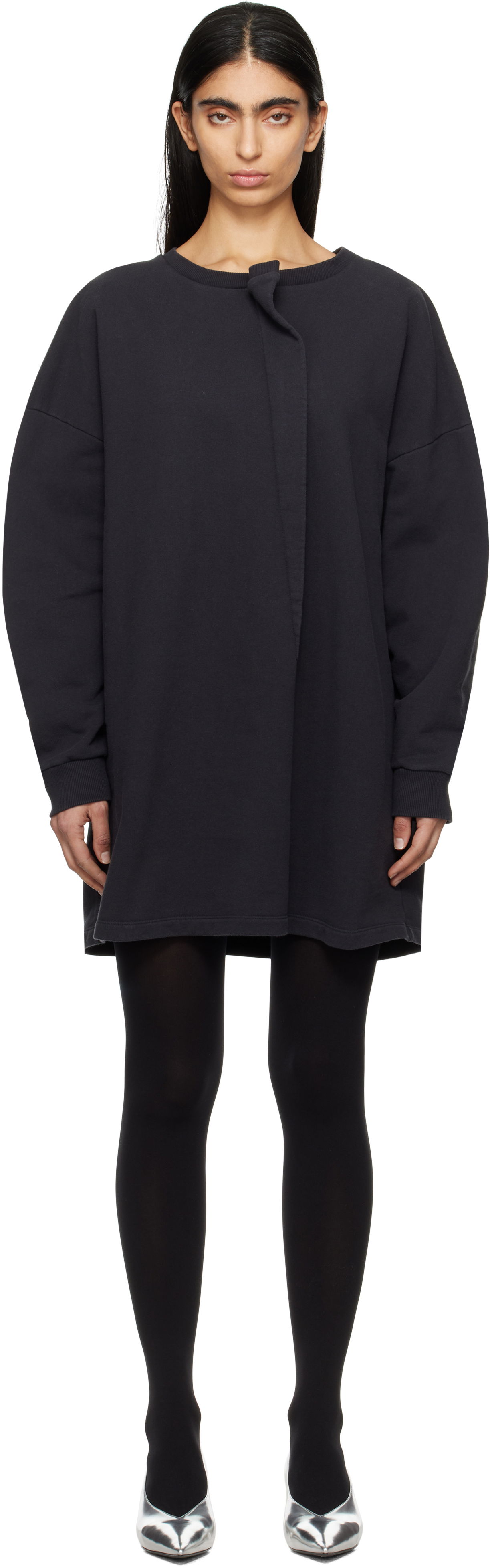 Obleke Maison Margiela MM6 Maison Margiela Sweat Jersey Darting Minidress Črna | S52DA0050 M25014, 0