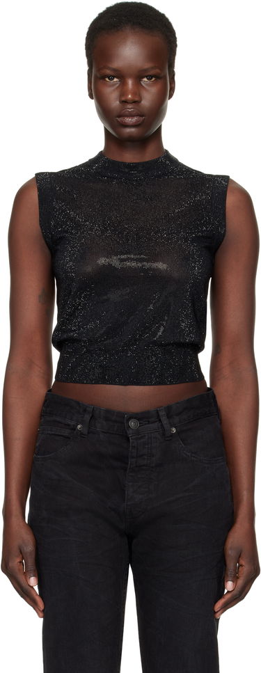 Majica brez rokavov Alexander Wang Mock Neck Hotfix Tank Top Črna | 1KC1251078, 0