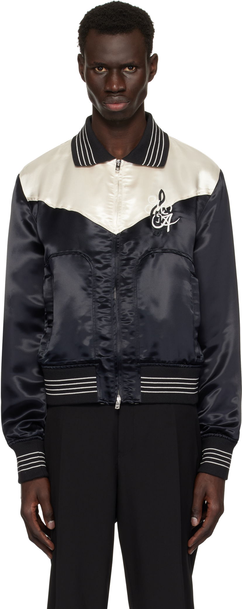 Bomber jakna AMIRI AMIRI 'MA' Music Note Satin Jacket Črna | AMOUBN1074