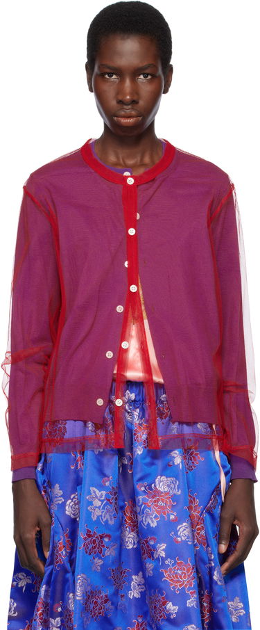 Pleteni pulover Comme des Garçons Comme des Garçons Worsted Wool and Nylon Tulle Cardigan Rdeča | GO-B020-051-3, 0
