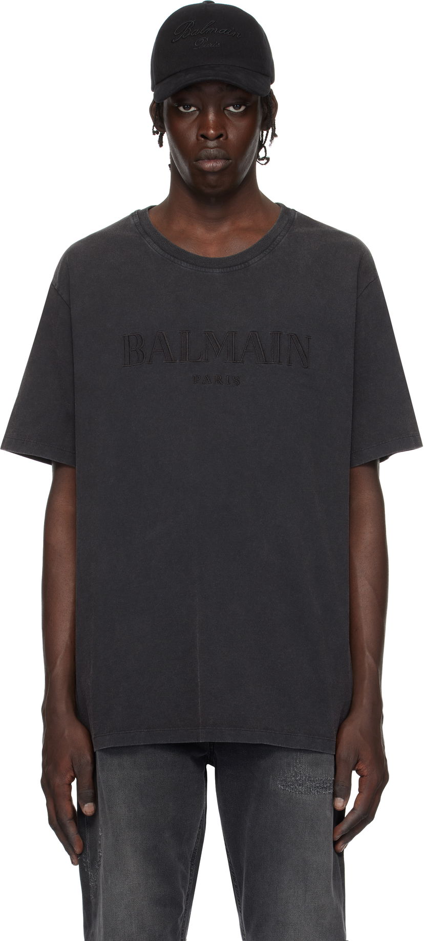 Majica Balmain Loose Vintage Embroidery T-Shirt Črna | DH1EG010BC72