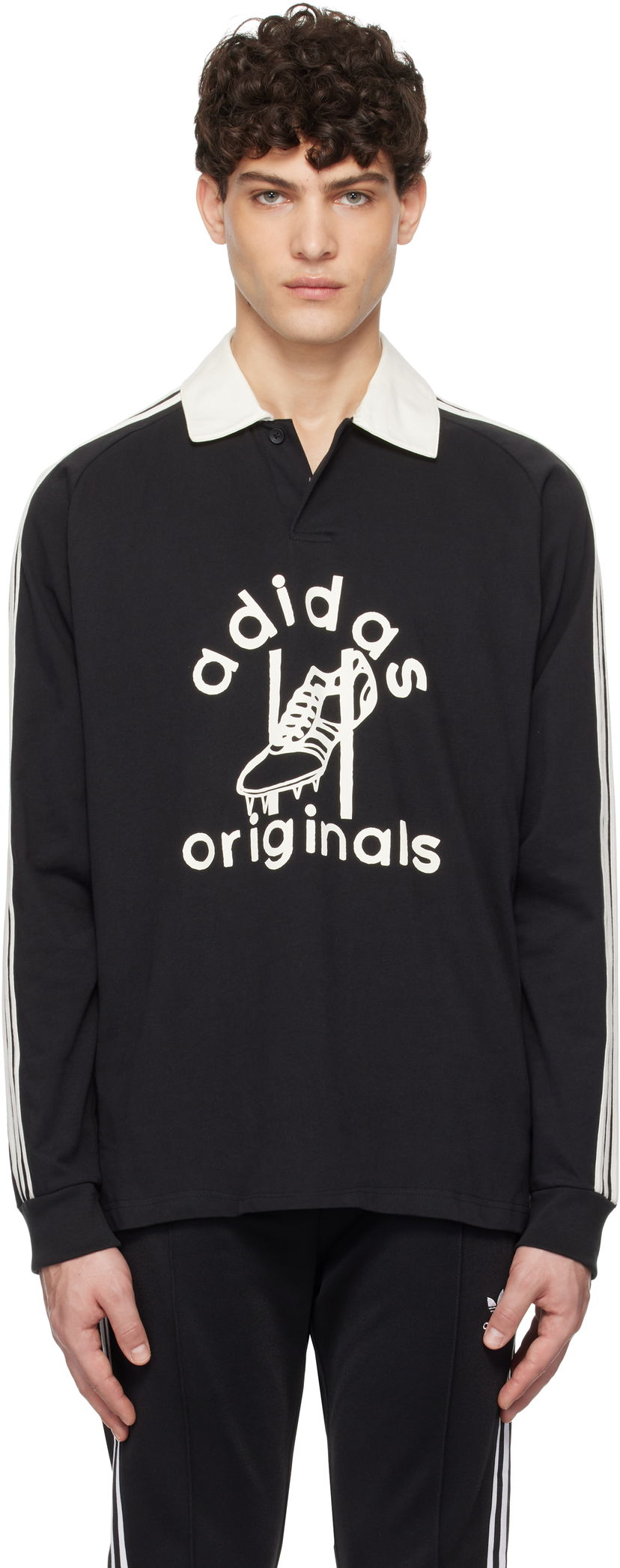 Polo majica adidas Originals Originals Rugby Polo Črna | JD1091