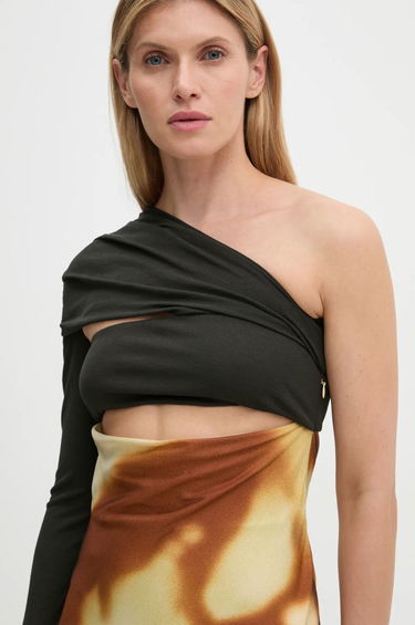 Obleke Nanushka One-shoulder Maxi Dress with Abstract Print Večbarvna | NW24FWDR41050, 3