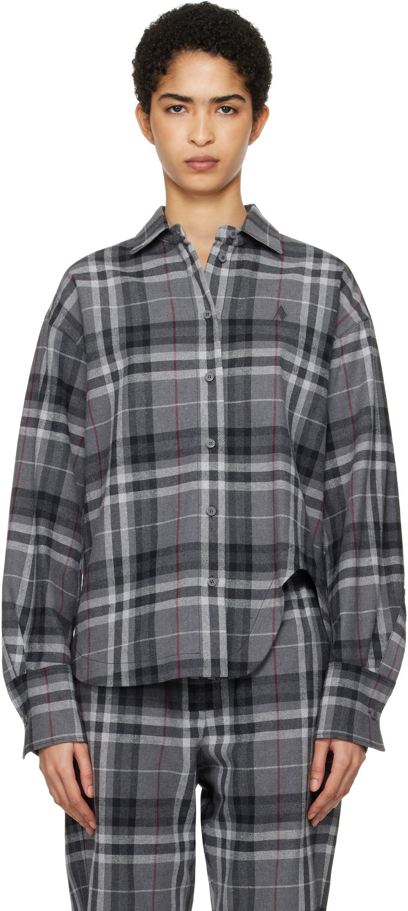 Srajce The Attico Attico Eliza Plaid Flannel Shirt Siva | 250WCH00014 CCC050AA