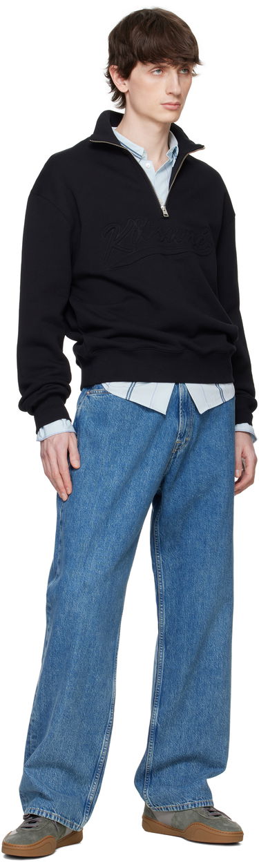 Pulover MAISON KITSUNÉ Maison Kitsuné Varsity Half Zip Sweater Črna | OM00302KM0321, 3