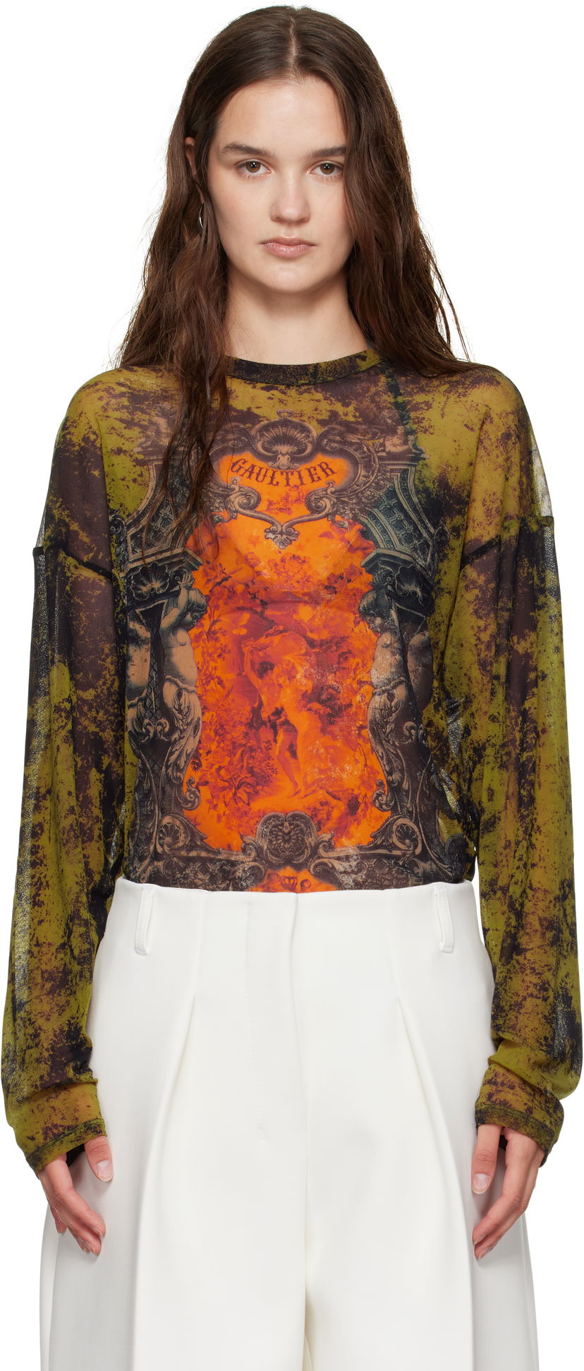 Majica Jean Paul Gaultier Jean Paul Gaultier Oversized Medallion Graphic Top Zelena | 25/03-W-TO340-M006P-004115