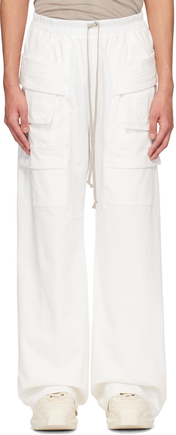 Cargo hlače Rick Owens Creatch Wide Leg Cargo Pants Bela | DU01D1394 RIG