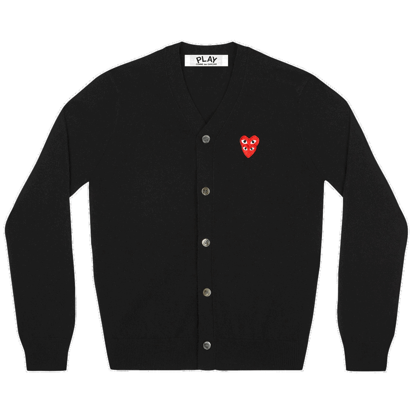 Pleteni pulover Comme des Garçons PLAY Double Heart Cardigan Črna | AZ N076 051 1