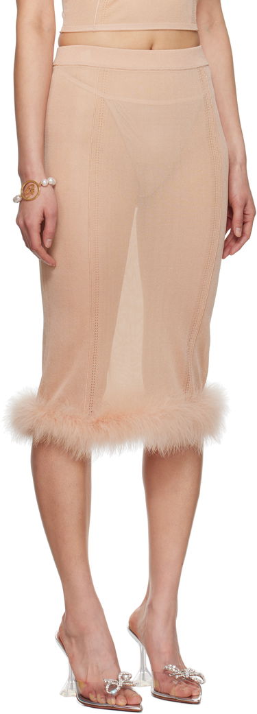 Krila Blumarine Blumarine Knit Midi Skirt with Feather Trim Bež | P522G234A, 1